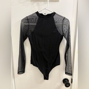 Sheer Sleeve Black Bodysuit